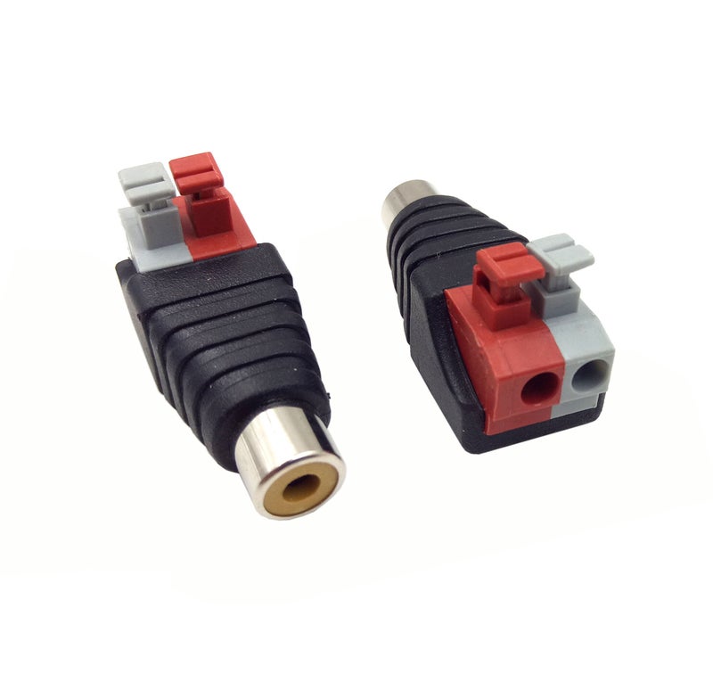 Haokiang 2-Pack Speaker Phono RCA Female to 2 Screw Terminal Strip Audio Video Spring Press Type Balum Connector Adapter (RCA F/AV F) - Image 1